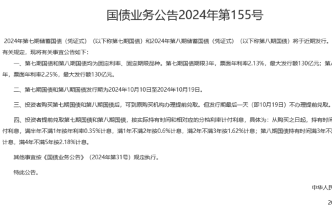 2024年10月最新国债利率？2024国债利率一览表？